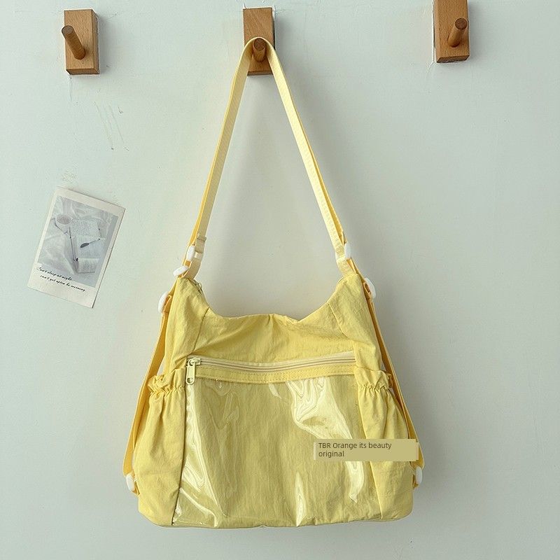 

Summer Transparent Three-Purpose Bag Women Fashion Small Backpack Lightweight Backpack Casual Shoulder Messenger Bag Pain Bag Schoolbag Yellow without pendant