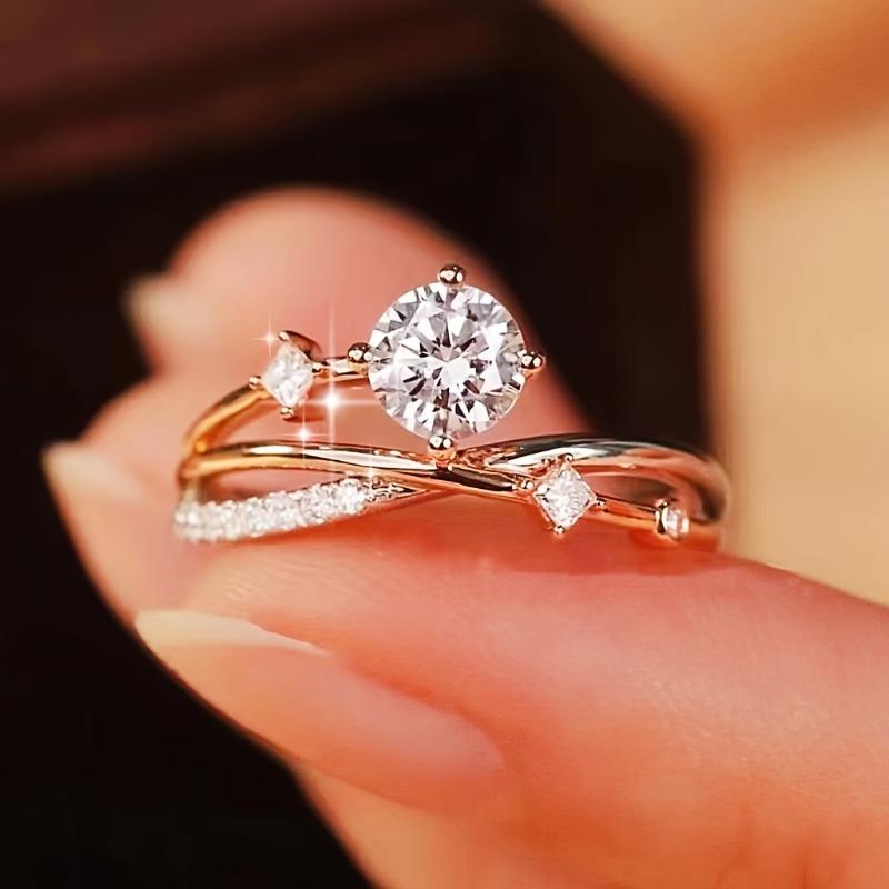 1PC Adjustable Premium Platinum/Rose Gold Plated Ring Ladies, Cosmic Track Planet Glitter Diamond Ring Ladies