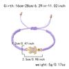 Handmade Rhinestone Inlay Braided Rope Bracelet for Women Boho Metal Turtle Charm Woven Chain Summer Party Jewelry Fashion Gift