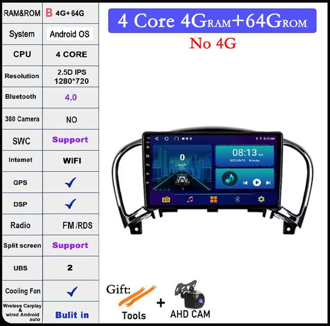 9" 2.5D Screen Android 14 Auto Multimedia Navigation GPS Auto Radio Video Stereo For Nissan Juke YF15 2010 2012 2013 2014