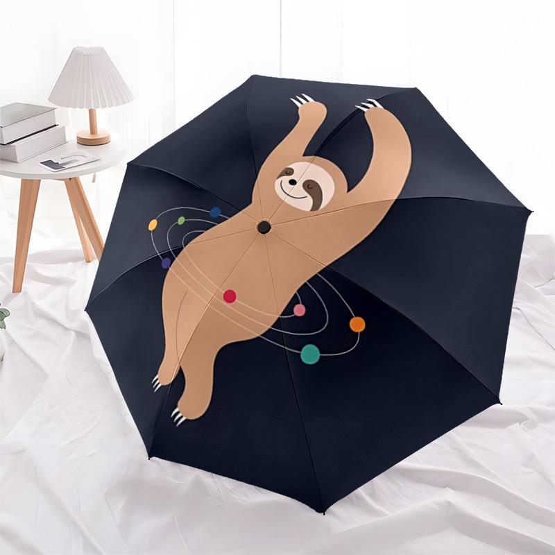 1pc Sloth Universe Automatic Folding Umbrella - Compact 8-Rib Design, Durable Plastic & Iron, Lightweight for Outdoor Daily Use049