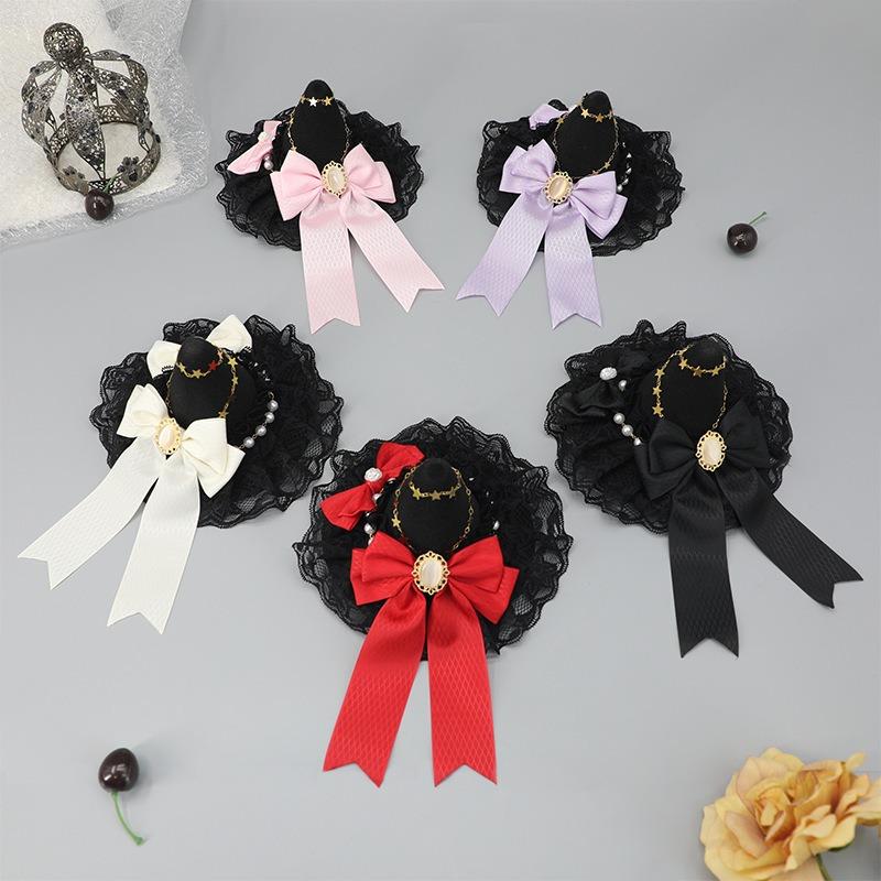 Gothic Magic Girl Hairpin Olita Hair Accessories Halloween Comics Hairpin Lace Bow Headgear Witch Hat