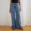 Damen Jeans mit niedrigem Bund, schmaler Passform und geradem Bein, lässige Allround-Denim-Hose