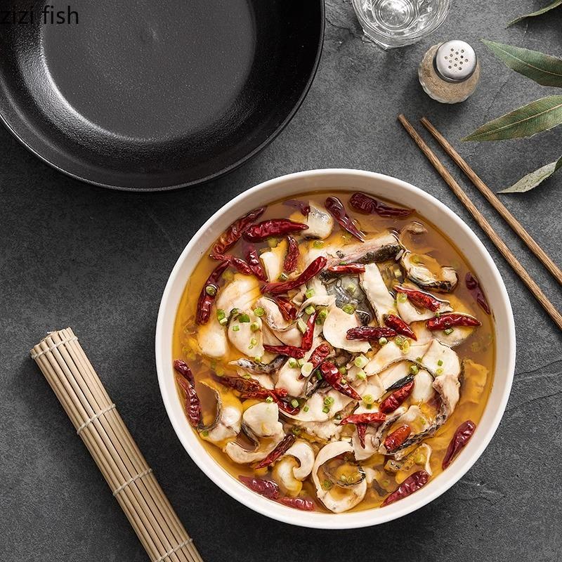 Solid Color High-capacity Ceramic Bowl Salad Bowl Dessert Snack Bowl Pasta Bowls Soup Bowls Restaurant Specialty Tableware