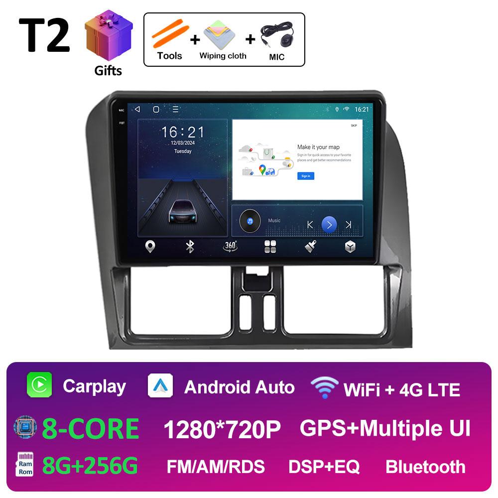 Android 14 Volan pe stânga Pentru Volvo XC60 2009 2010 2011 2012 - 2013 Navigație GPS Wireless Carplay Ventilator de răcire WIFI Unitate principală