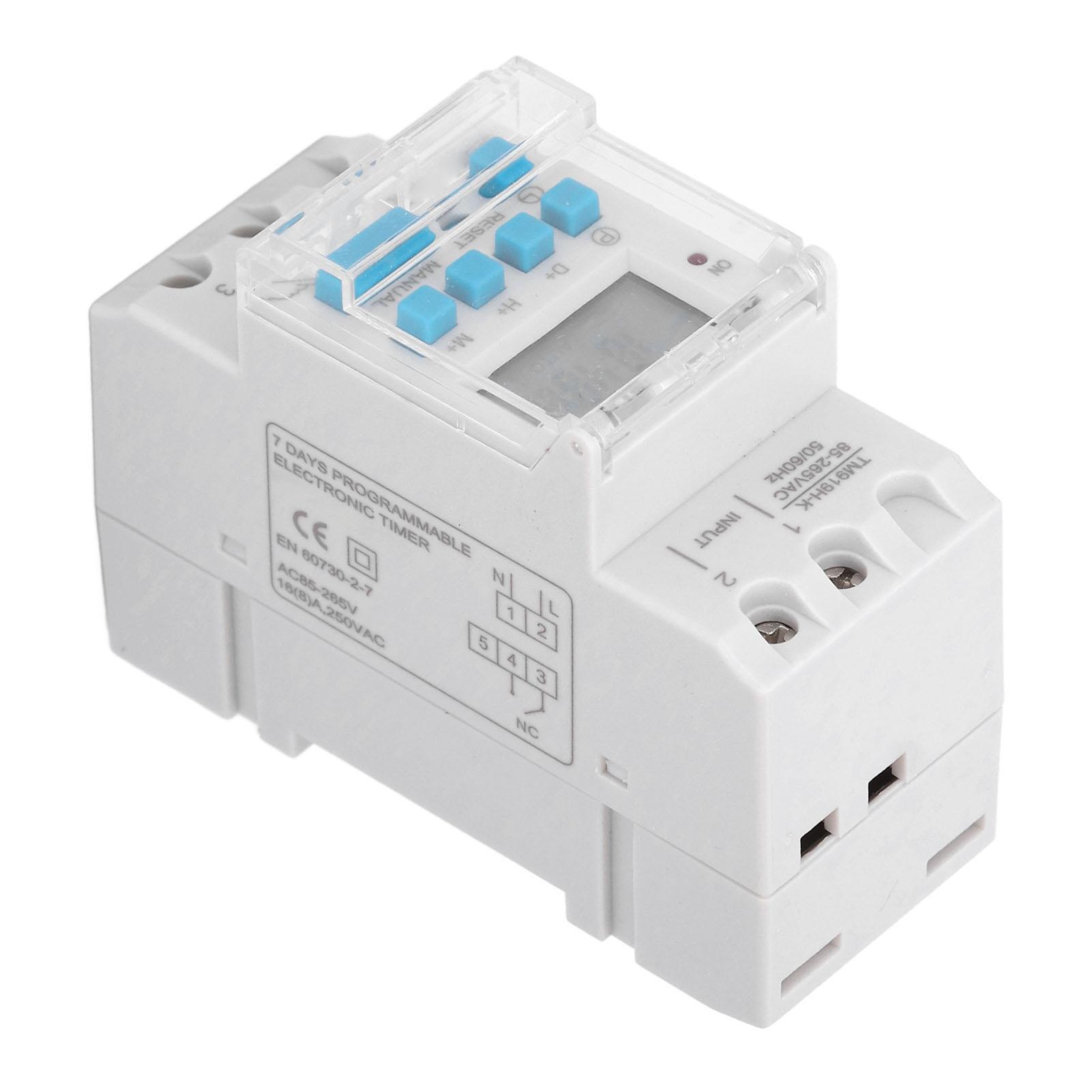 

Программируемый таймер-выключатель на 7 дней, цифровой ЖК-дисплей, электронный таймер обратного отсчета, 24 часа, 16 А, TM919HK