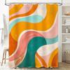 Abstract Waves Shower Curtain Watercolor Print Design for Bathroom Decor In Orange, Green, Pink, Yellow White Colors Buy On AliE