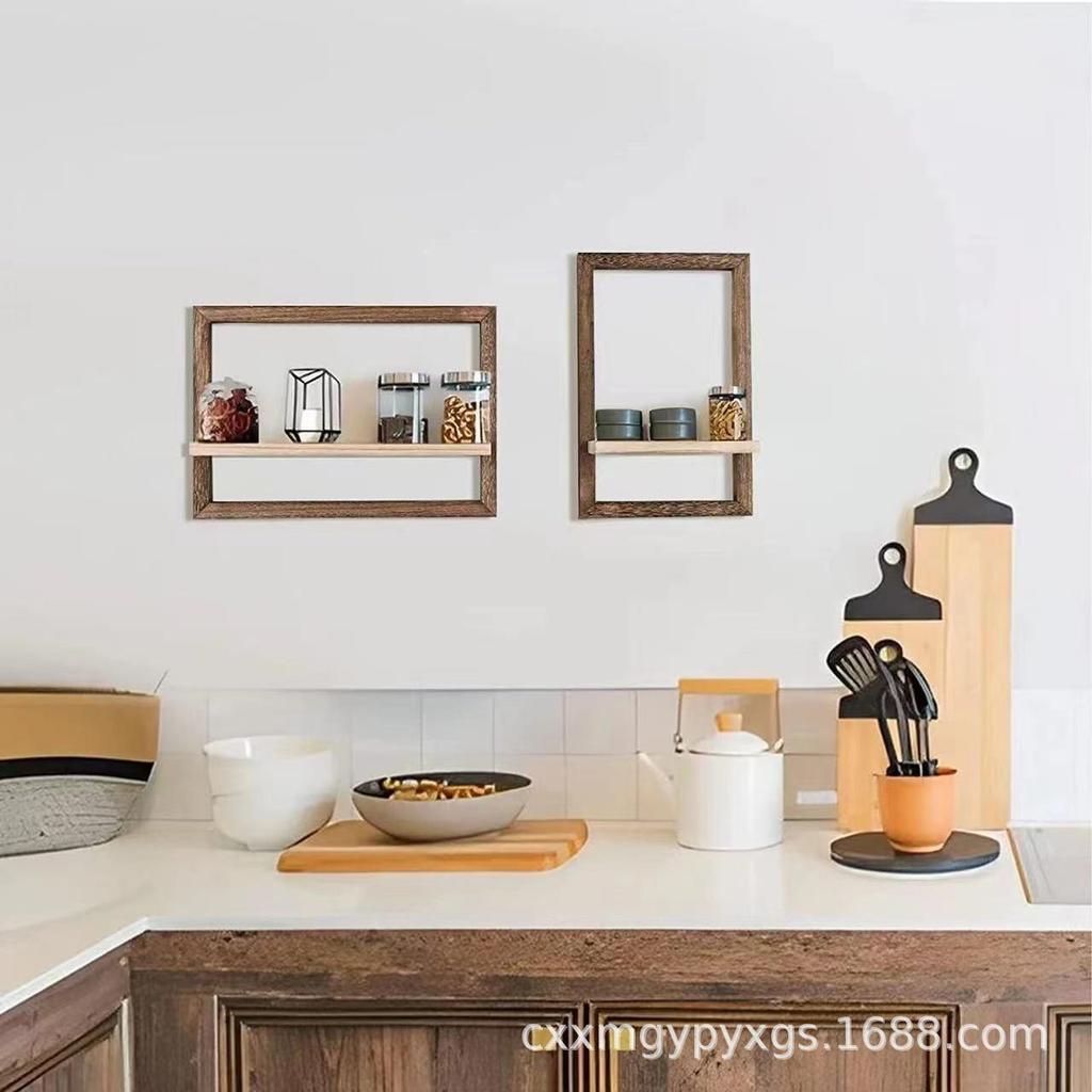 Square Wooden Wall-Mounted Shelf for Living Room Decor