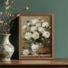 Vintage Blumendruck Französischer Landhausstil Wandkunst Poster Frühlingsblume Heimdekoration Vintage Weiße Rose Ölgemälde Stimmungsvoll Floral