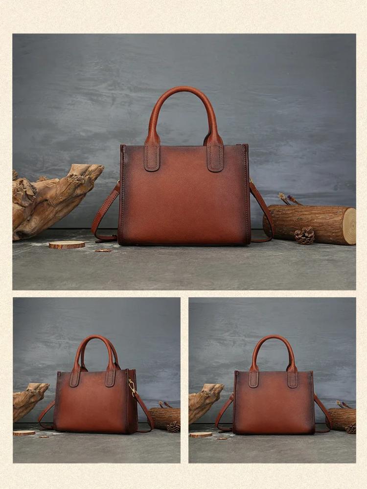 Johnature High-end Genuine Leather Women's Bag Retro Large Capacity Commuting Handbag Versatile Shoulder Bags