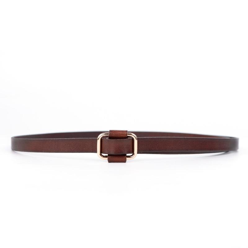 Genuine leather belt - premium suit & dress belt - slim belt - cowhide knotted belt
