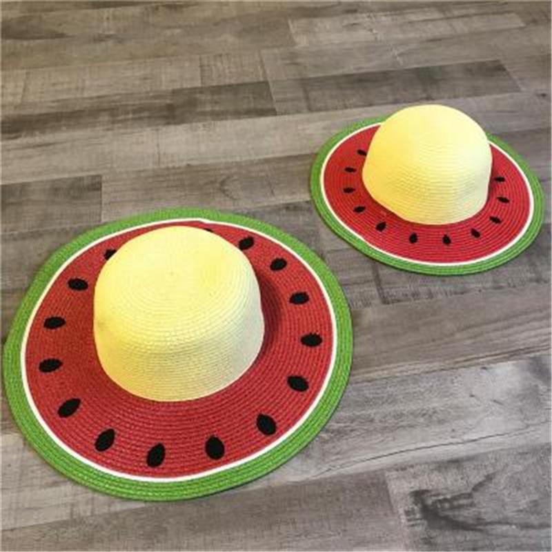 2021 Spring Summer Parent-child Beach Straw Hat Panama Hat Lady Women Watermelon Modeling Straw cap girls outdoor visor Sun Hat