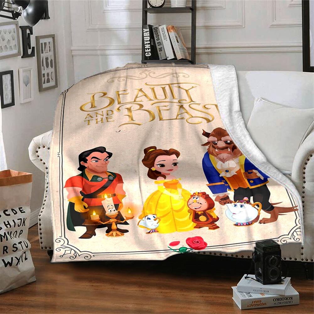 1Pc Beauty Beast Romance Blanket Soft And Comfortable Casual Warm Camping Travel Christmas Halloween Xmas Gift M928411