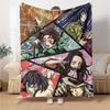 Demon Slayer Characters Flannel Blanket Super Soft Warm Cozy Blanket For Sofa Bed Office Travel Allseason Home Decor Gift
