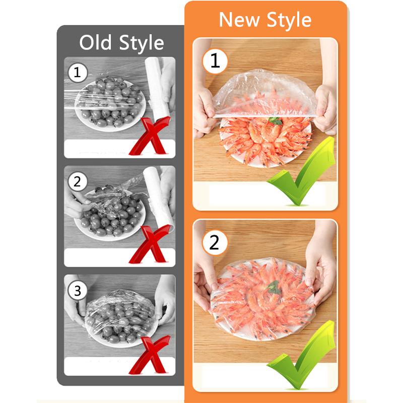 100 STUKS Herbruikbare Duurzame Voedsel Opslaghoezen voor Kommen Elastische Plaatdekselhoezen Vacuümzakken Voor Keukenvoedsel Verse Afdichting