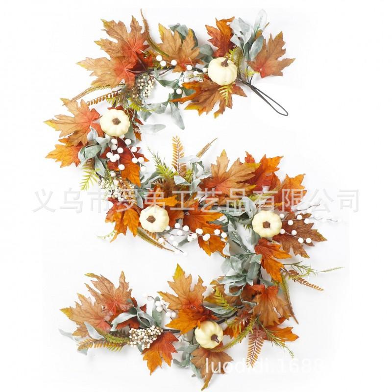 Harvest Wreath With Pumpkins Berries Vine Circle Halloween Thanksgiving Door Decor