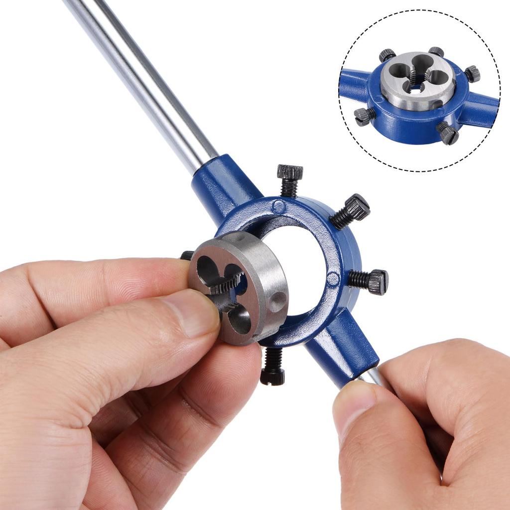 CoCud Die Stock Handle Set, 5/16-24 UNF Thread Dies and Fits 16mm-25mm Outer Diameter M7-M8 Die Wrench Tool Kit, for Thread Cutting and Repair, 1 Set