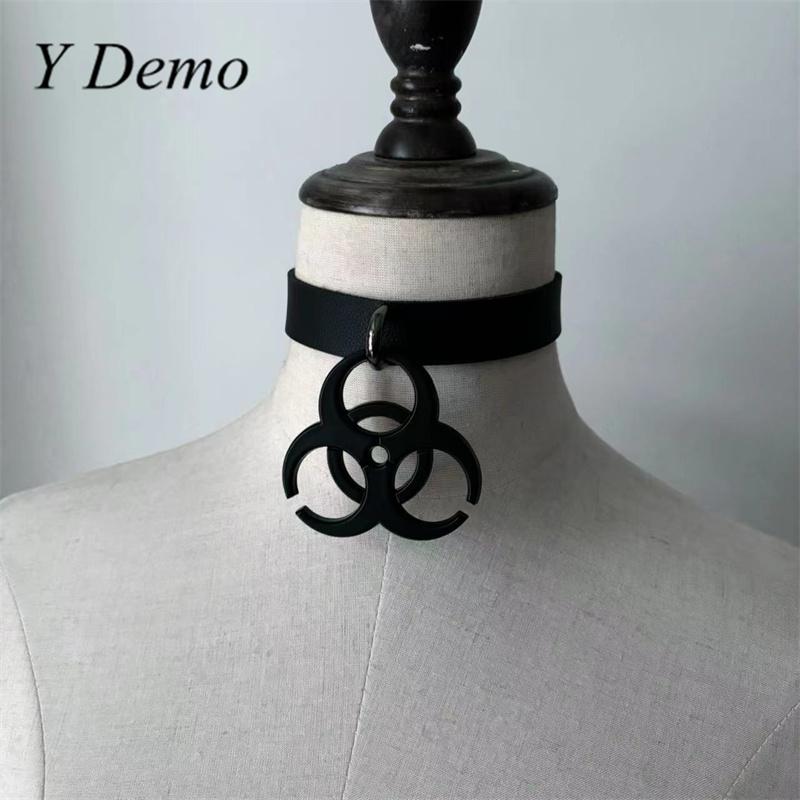 

Панк-подвеска из медицинских отходов из искусственной кожи, регулируемое колье-чокер в стиле рок-повседневного стиля чёрный