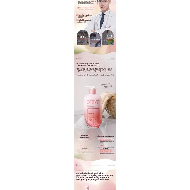OHBT 500ml Pomegranate Salicylic Acid Shower Gel, Gentle Cleansing Nourish Body Wash, Fragrance Moisturizing Bath Lotion Gel