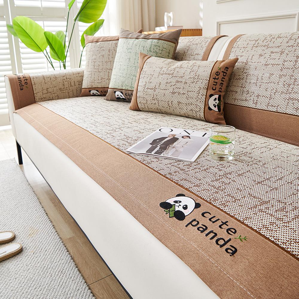 Rattan Mat Panda Ice Silk Sofa Cushion Summer Sofa Mat Mat  New Summer Sofa Cushion Non-Slip Cover