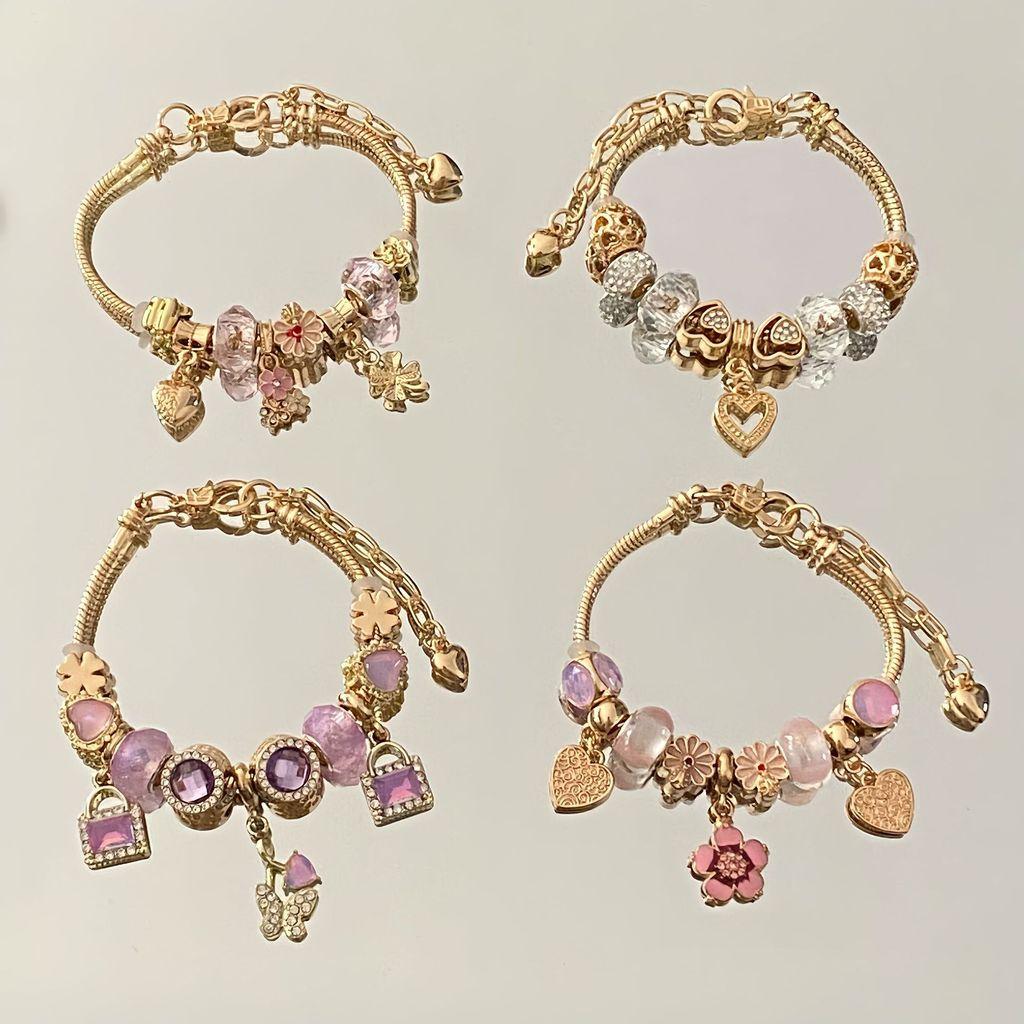 Fashion Heart Flower Butterfly Charm Bracelet For Women Gift Accessory