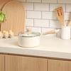 Pearl Metal HC-870 18cm Deep Saucepan with Ceramic Interior, IH and Gas Stove Compatible, Glass Lid Included, PFOA-Free, PTFE-Free, Metal Spatula