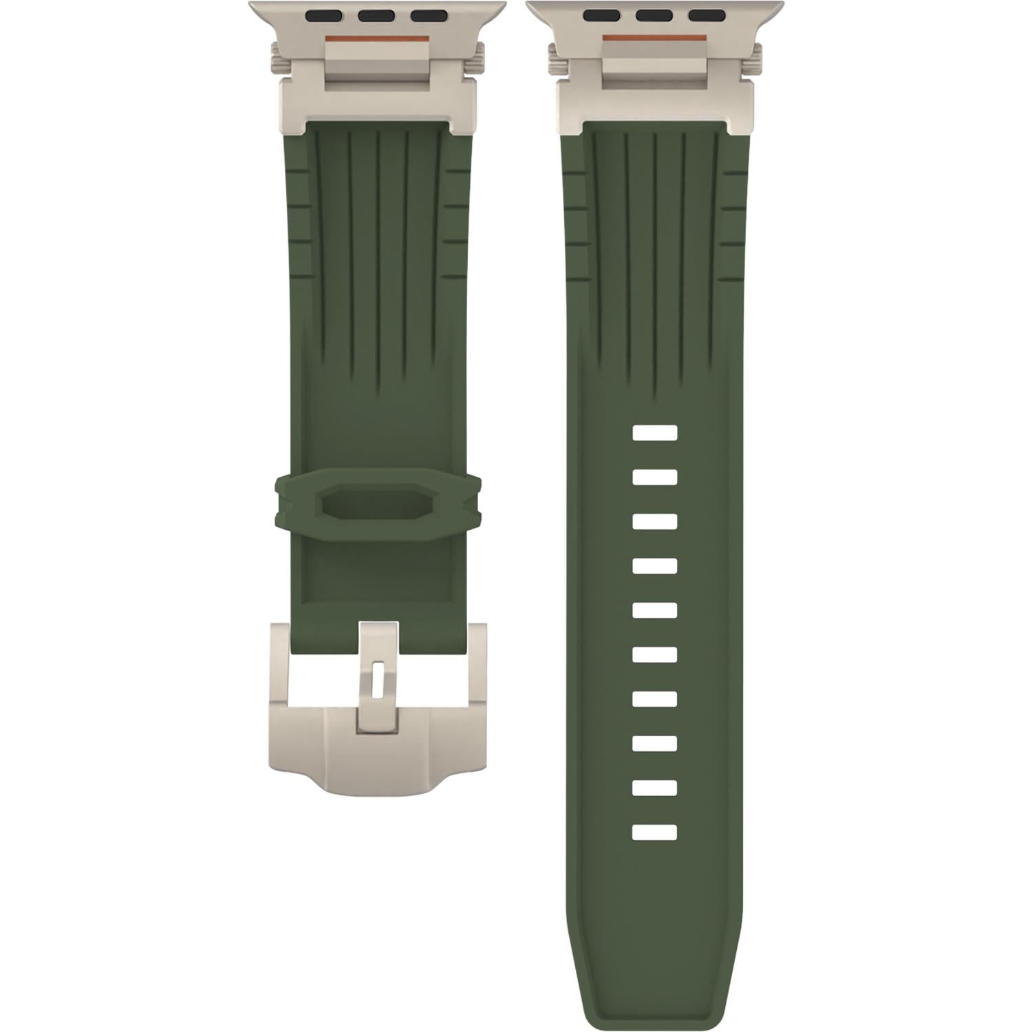 

Silicone Strap for Apple Watch Series 10 Ultra 9 8 7 SE 6 5 4 3 2 1 46mm 49mm 45mm 44mm 42mm Watch Band Mecha Style Army Green