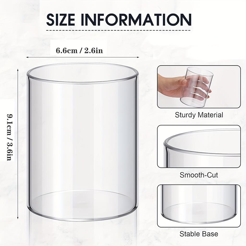 6/4 Pcs Plastic Cylinder Vase Acrylic Cylinder Vase Small Clear Flower Container Hurricane Candle Holder Round Wide Container