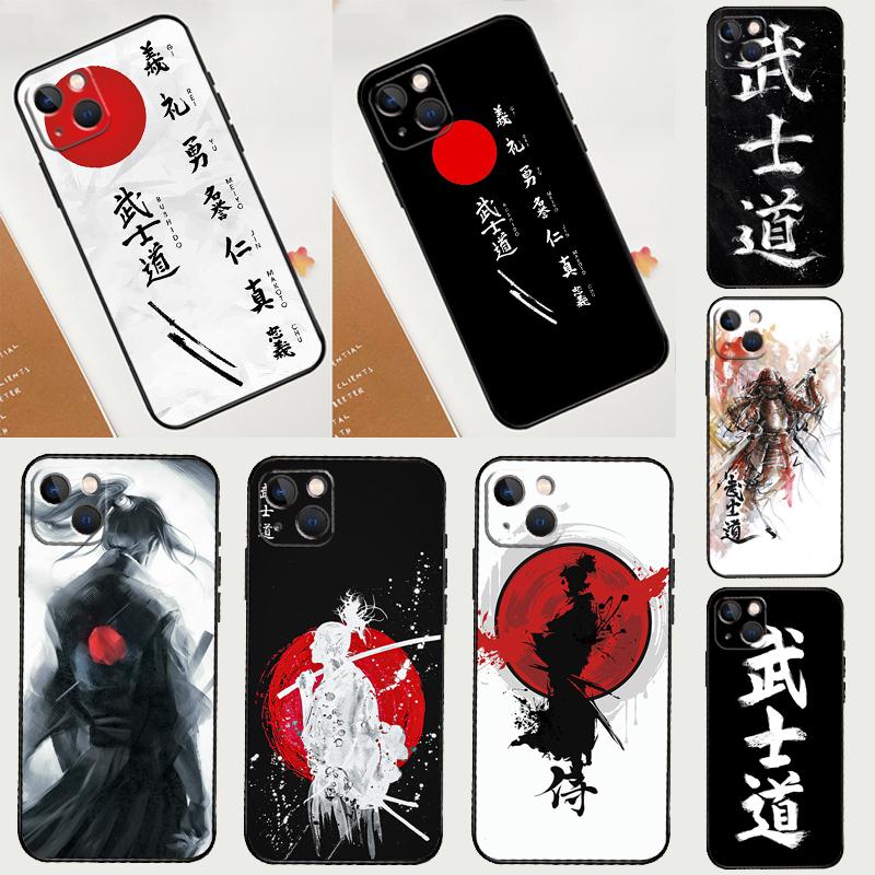 Japanese Bushido Samurai Case For iPhone 13 12 11 14 15 16 Pro Max Mini XR XS X Plus Silicone Bumper Cover Capa