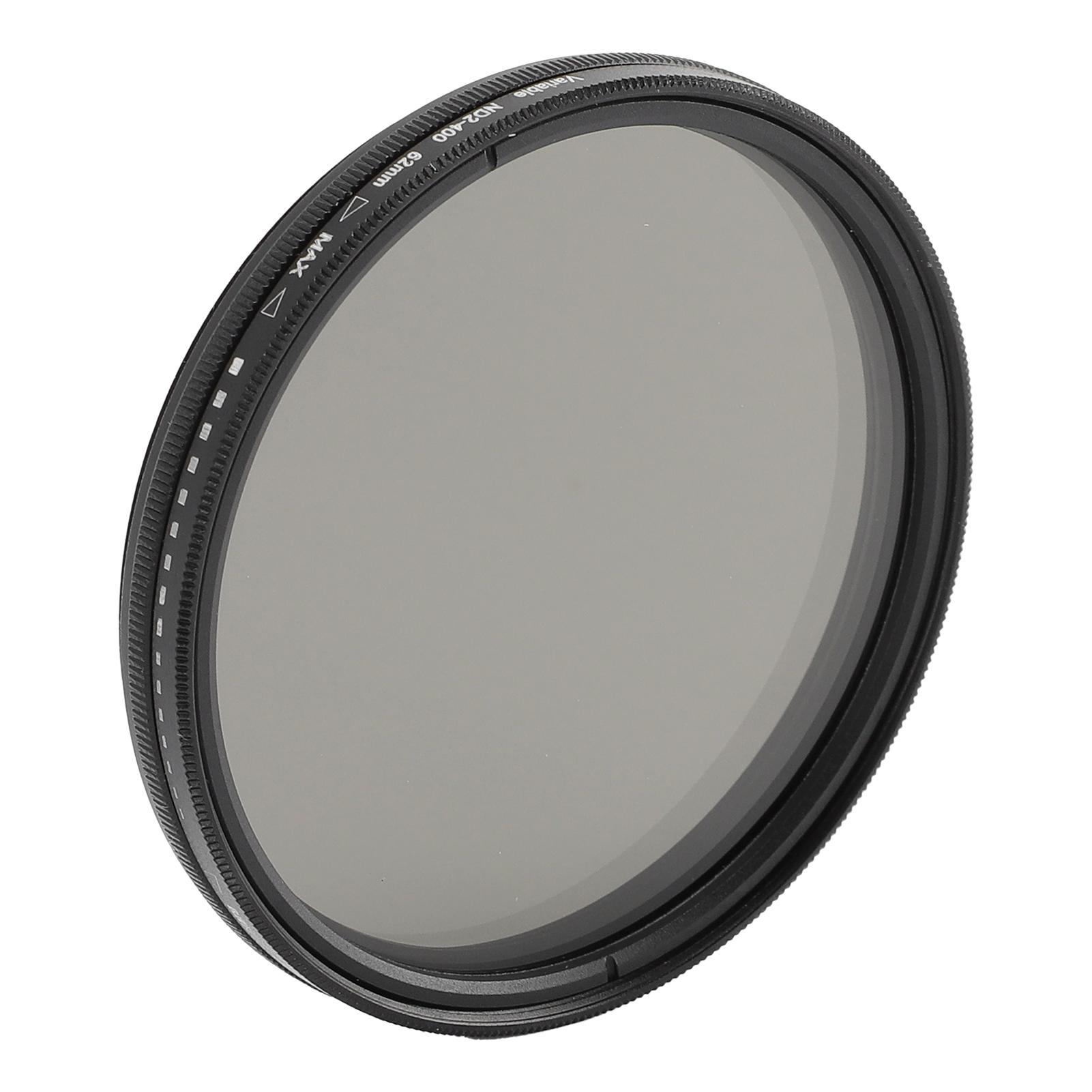 

Регулируемый ND-фильтр с алюминиевой оправой из оптического стекла для объектива камеры, фильтр ND2 - ND400 62 мм 62mm