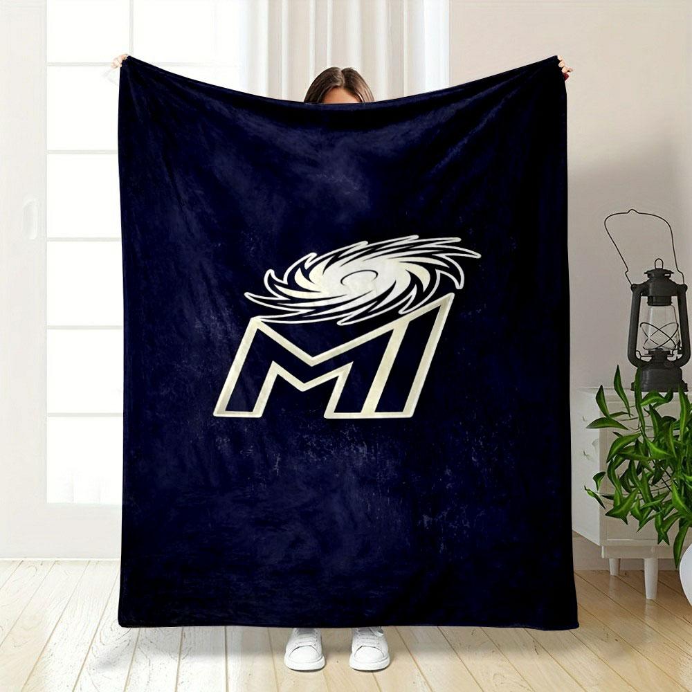 "MI Logo with Swirl Design" Patterned blanket, flannel, suitable for all seasons, home decor, warm and cozy