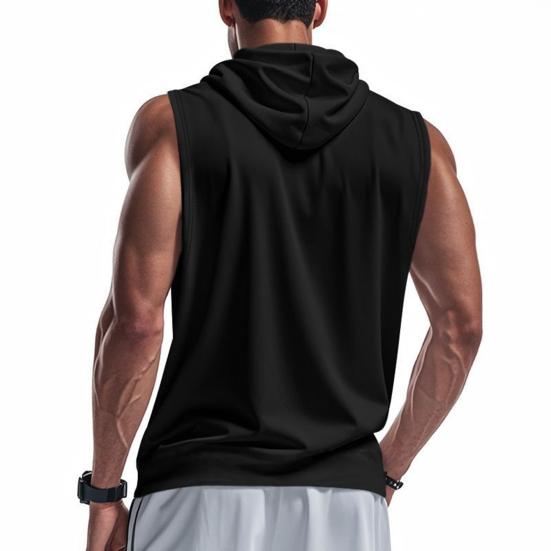 Gilet à Capuche Homme Sans Manches Été Bretelles Larges Couleur Unie Séchage Rapide Hauts de Sport Tenue Quotidienne