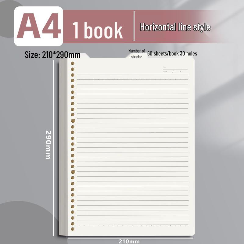 

Comfort Grip B5 Lined Notebook Set – A4 Loose-Leaf Grid & A5 Multi-Size Refill, Thickened Pages