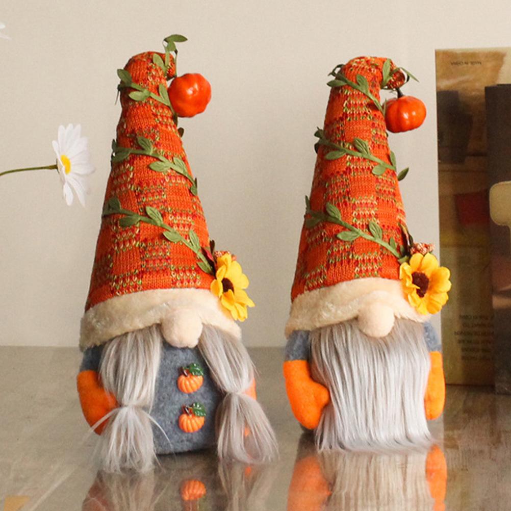Pumpkin Sunflower Faceless Doll Gnome Ornament Window Display Decor