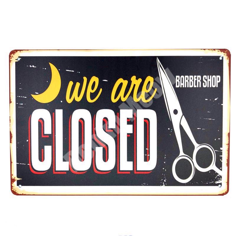 Haircut & Shave Retro Metal Plates Pub DecorationAdvertising Barbershop Wall Stickers Top Hairstyle Art Plaque Home Decor