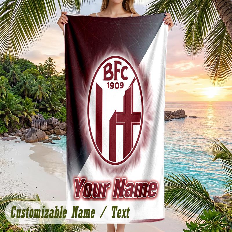 Beach Towel Bologna FC Print Custom Name Text Soft Towel for Swimming Pool