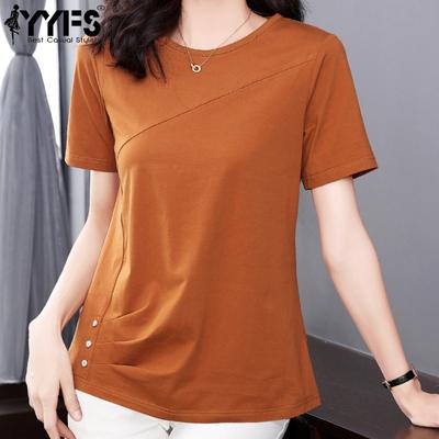Women's Fashion Casual Summer Spring Solid Color Print Short Sleeve O-Neck Blouses & Shirts
