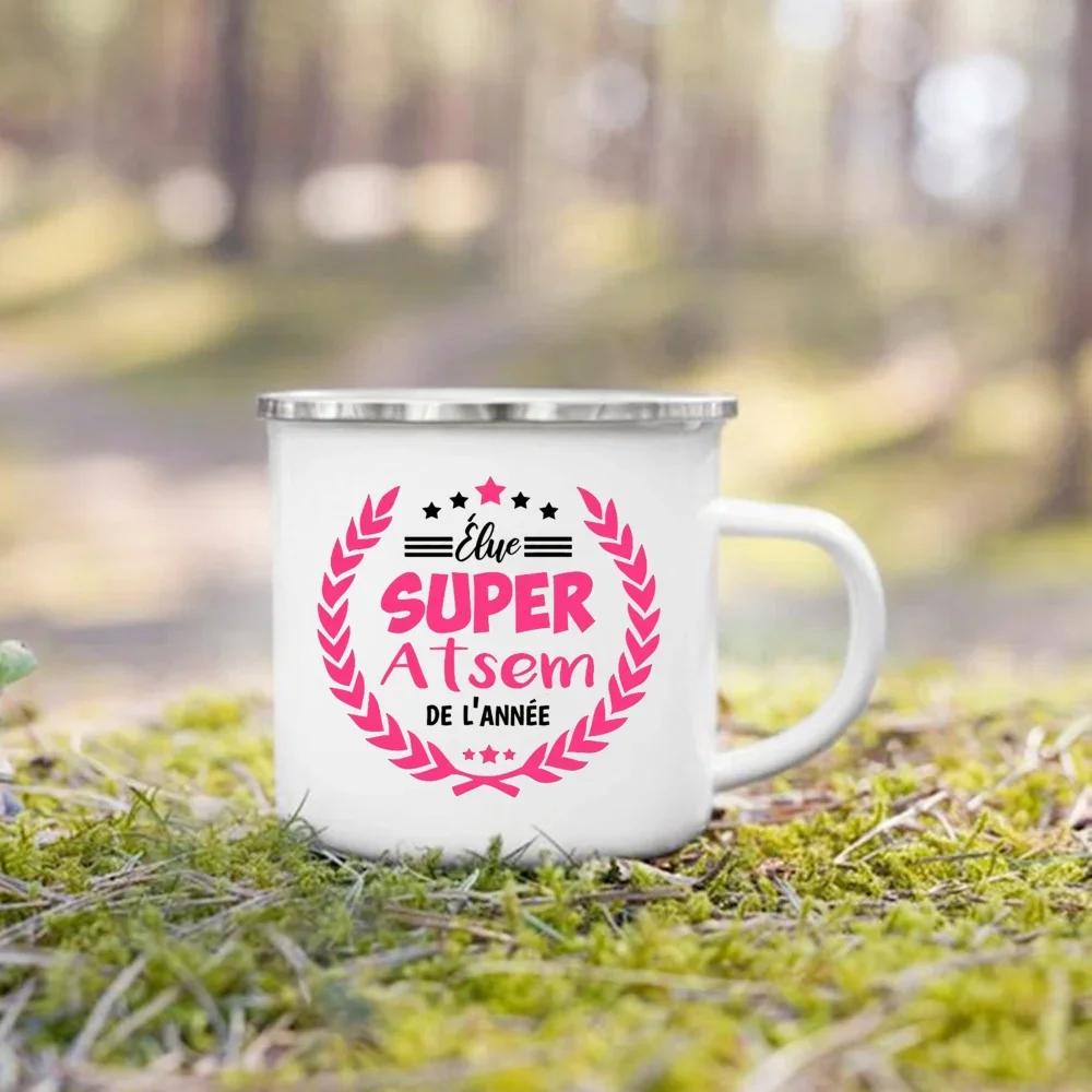 Merci Atsem Agenda Print Mugs Creative Coffee Cups Drinks Water Milk Cup Enamel Mug School Home Handle Drinkware Gifts