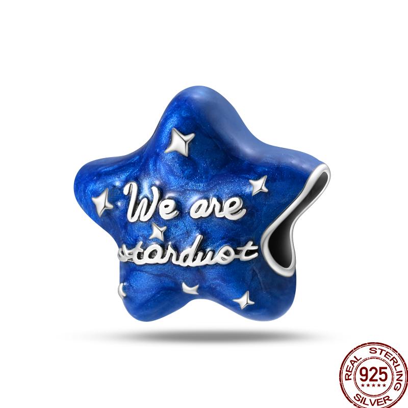 Copper Blue Mountains Airplane Stars Moon Blessing Charm Beads Suitable For 3Mm Original Bracelet Diy