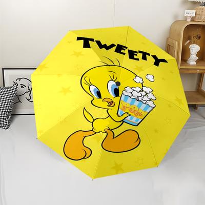 Tweety Bird Theme Automatic Umbrella, Lightweight & Portable, 8 Rib, Perfect for Outdoor Travel, Birthdays, Christmas, Gifts.