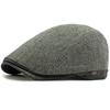 HT4958 Berets Men Women New Autumn Winter Hat Striped Wool Beret Hat Male Female Ivy Flat Cap Adjustable Fleece Lined Beret Cap