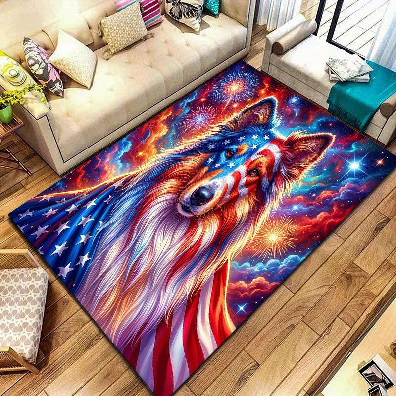 American Animal Pattern Square Carpet,Area Rug,Carpet Rug for Living Room Bedroom Sofa Playroom Decor,Non-slip Floor Mat,Holiday Birthday Gifts