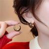 Brown Drip Glaze Enamel Hoop Earring For Women French Retro Style Gold Plated Geometric Round Ear Decoration Trendy Jewelry Gift