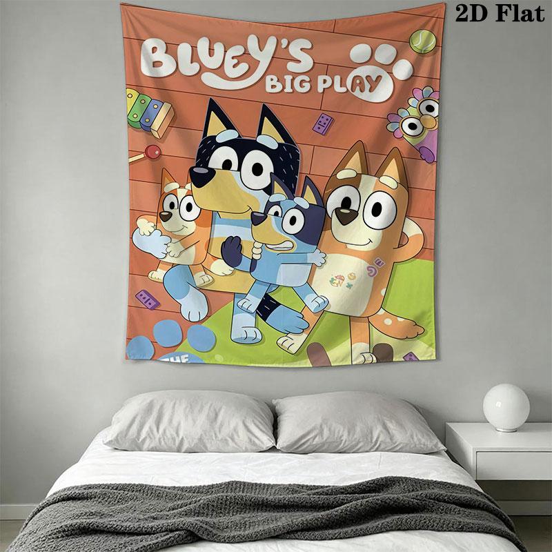 Bluey Wall Hanging Printed Fabric Blanket Decorative Tapestries for Bedroom Living Room Home Decor