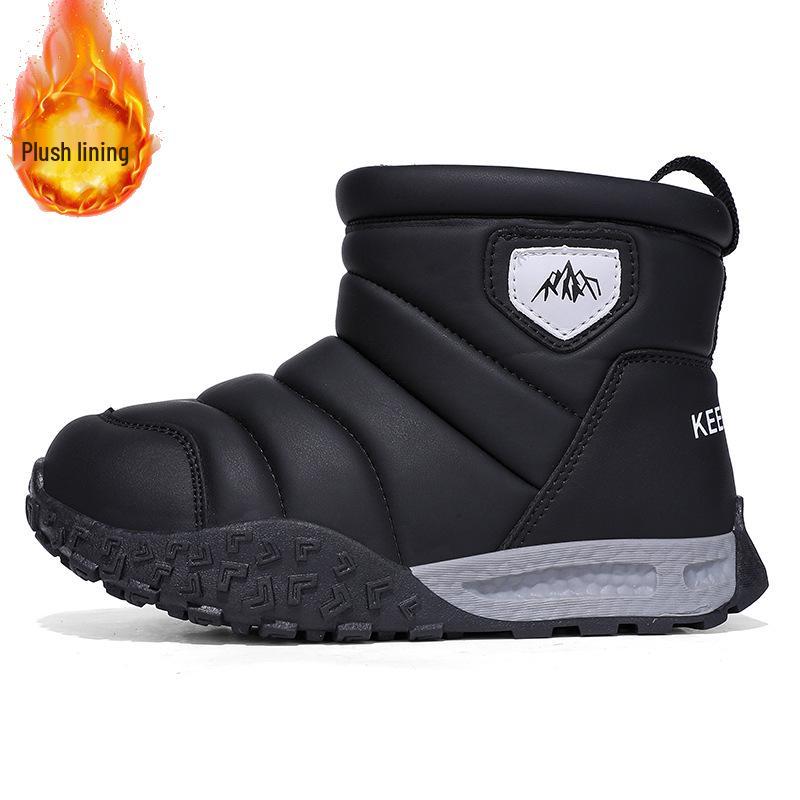 

Детские зимние сноубутсы 2025: Детские толстые хлопковые короткие ботинки с плюшевой подкладкой 32 серый/чёрный