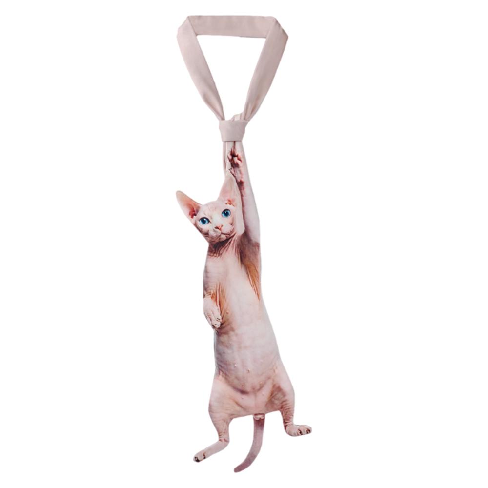 3D Cat Cat-shaped Unisex's Tie Animal Pattern Novelty Kitten Necktie Lifelike Satin Fabric Creative Neck Tie For Party Wedding