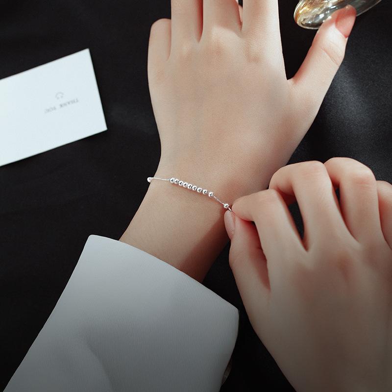 

S925 Серебряный корейский браслет с круглыми бусинами Ins Niche Design Bestie Браслет для девочек 2022 Новая тенденция Adjustable size