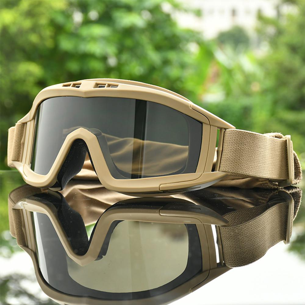 Tactical Goggles Anti Fog Military Glasses for Cycling Hunting Weeding, Khaki