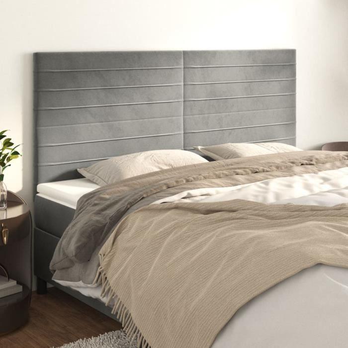VidaXL Têtes de lit 4 pcs Gris clair 80x5x78-88 cm Velours3116526
