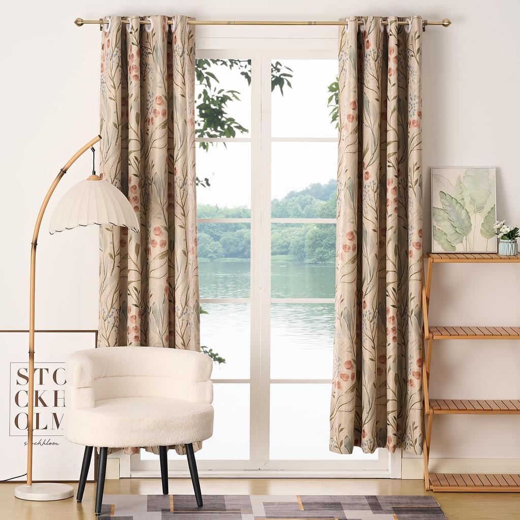 3/4" Standard Decorative Adjustable Curtain Rod,Heavy Duty Curtain Rods Set for Windows,30 To 52 Inch, Antique Brass